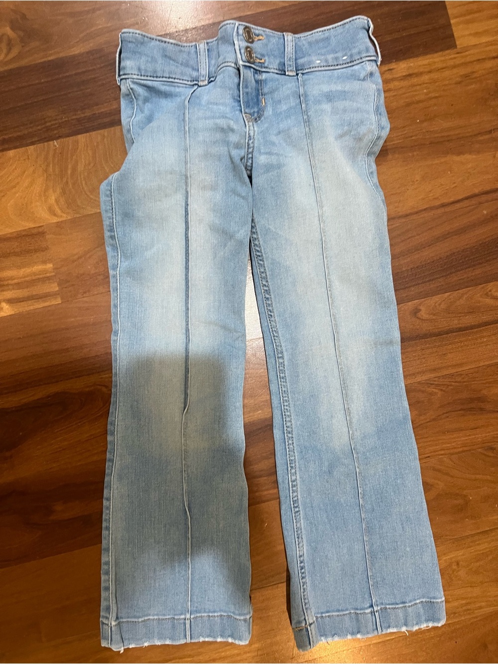 abercrombie kids Light Wash Flare Jeans with Front Crease